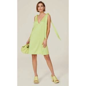 Stine Goya Rosario Tie Strap Satin Dress Yuzu Green Womens Size Large